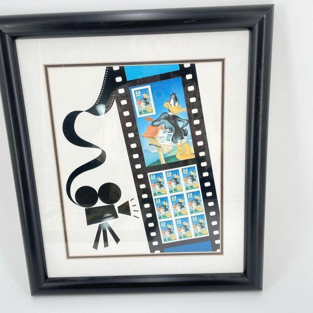 Vtg Daffy Duck Framed USPS Stamp Collection 1999 Film Strip Looney Tunes Cartoon